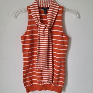 NWOT Ralph Lauren Tie-Neck Knitted Sleeveless Top Orange XSP
